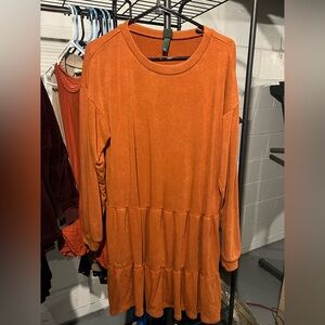 Orange Long Sleeve Sweater Dress